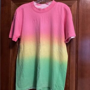 Gradient Pink, Yellow, and Green T-Shirt